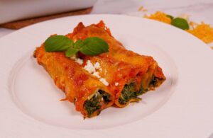 Rezept für gefüllte Cannelloni mit Spinat und Feta